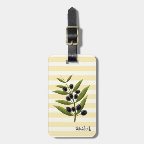 Olive Branch  Yellow Stripes Luggage Tag