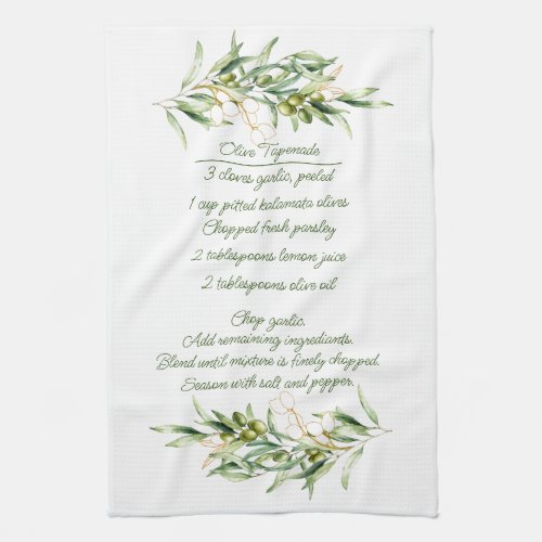 Olive Branches and Tapenade Recipe Kitchen Towels