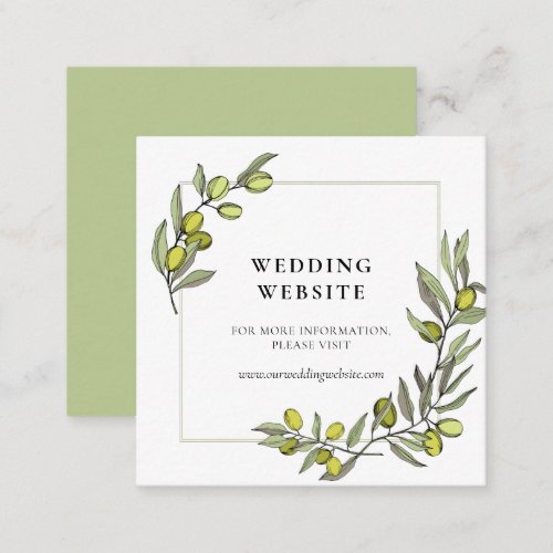 Olive branches frame wedding website card