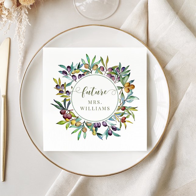 Olive Branches Italian Future Mrs Bridal Shower Napkins (Creator Uploaded)