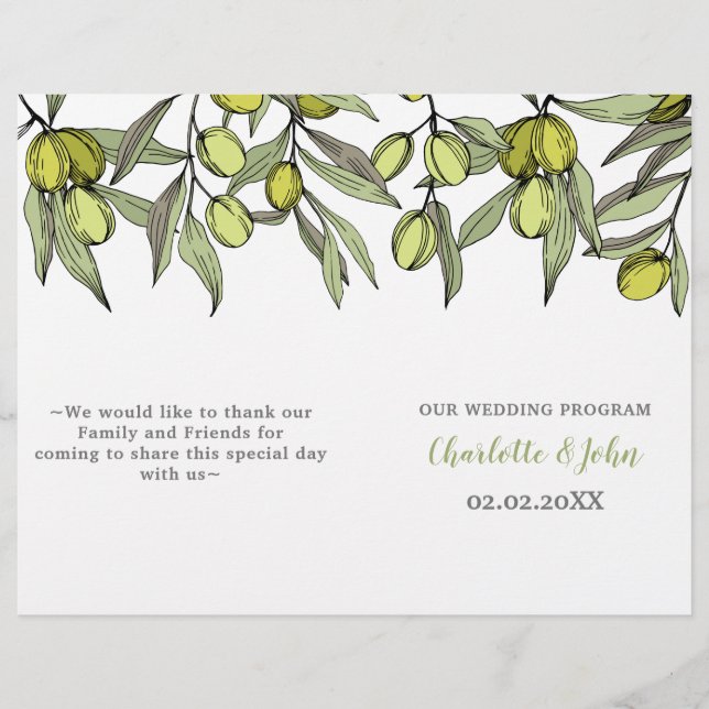 Olive Branches  Nature Greenery Botanical Wedding (Front)