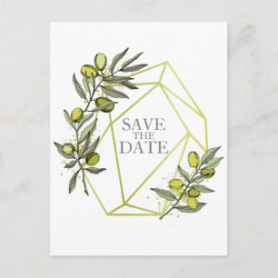 Olive Branches Nature Greenery Botanical Wedding Announcement Postcard