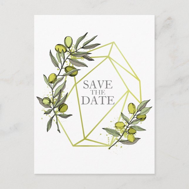 Olive Branches  Nature Greenery Botanical Wedding Announcement Postcard (Front)