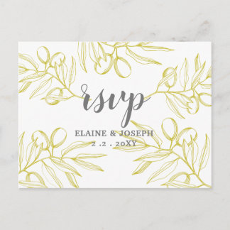 Olive Branches  Nature Greenery Botanical Wedding Invitation Postcard