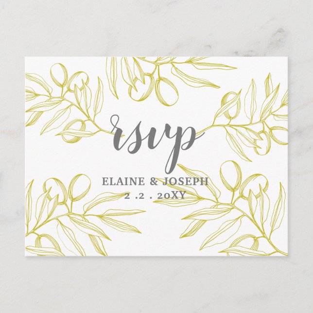 Olive Branches  Nature Greenery Botanical Wedding Invitation Postcard (Front)