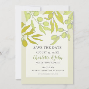 Olive Branches Nature Greenery Botanical Wedding Save The Date