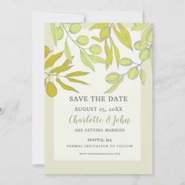 Olive Branches  Nature Greenery Botanical Wedding  Save The Date