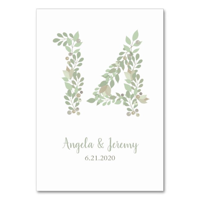 Olive Branches Number 14 Table Number (Front)