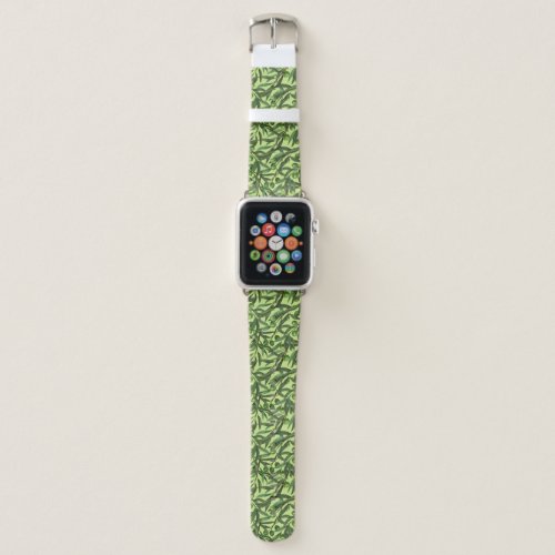 Olive branches on honeydew green apple watch band