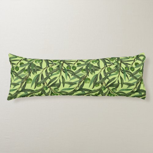 Olive branches on honeydew green body pillow