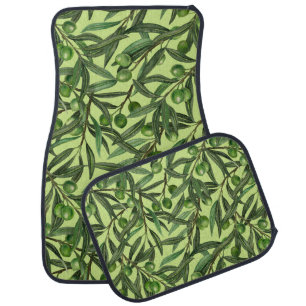 Olive branches on honeydew green car floor mat