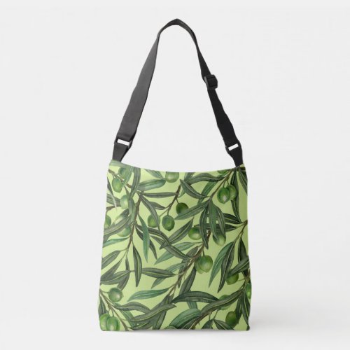 Olive branches on honeydew green crossbody bag