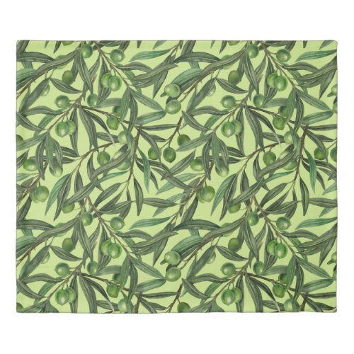 Olive branches on honeydew green duvet cover
