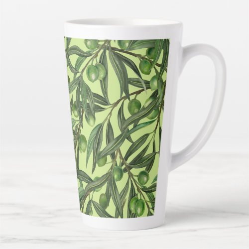 Olive branches on honeydew green latte mug