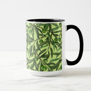 Olive branches on honeydew green mug
