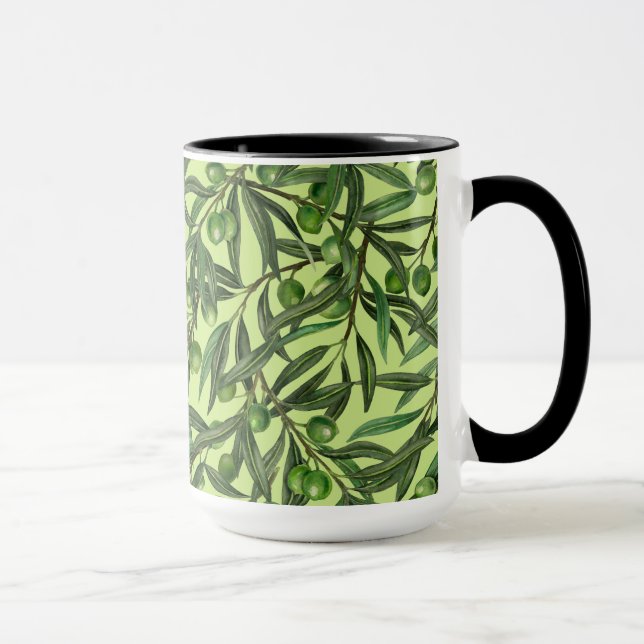 Olive branches on honeydew green mug (Right)