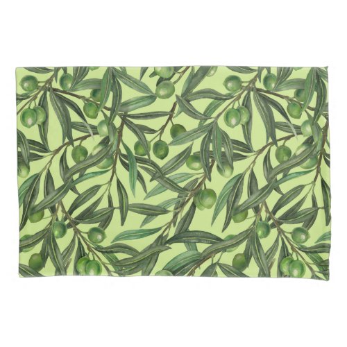 Olive branches on honeydew green pillow case