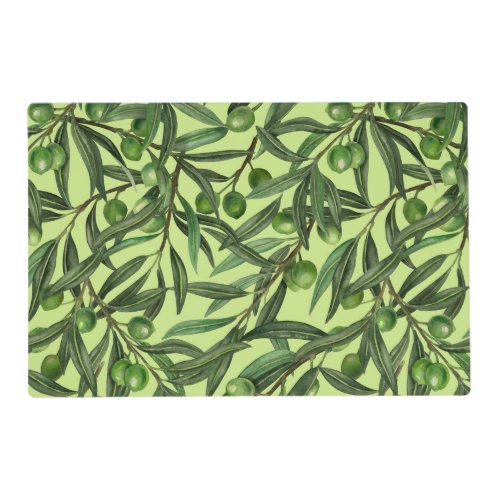Olive branches on honeydew green placemat