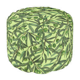Olive branches on honeydew green pouf