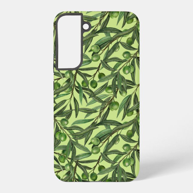 Olive branches on honeydew green samsung galaxy case (Back)