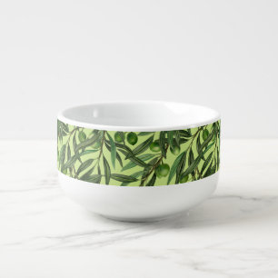 Olive branches on honeydew green soup mug