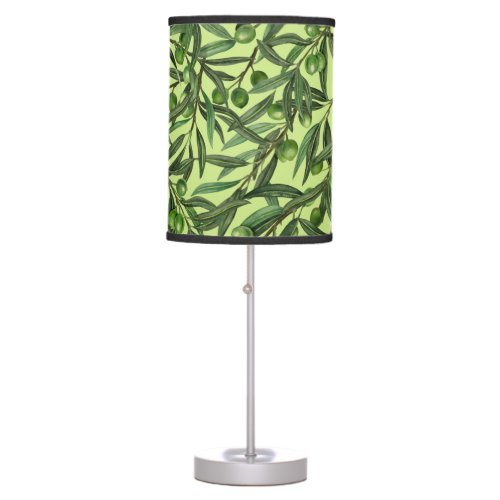 Olive branches on honeydew green table lamp