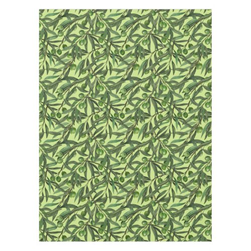 Olive branches on honeydew green tablecloth