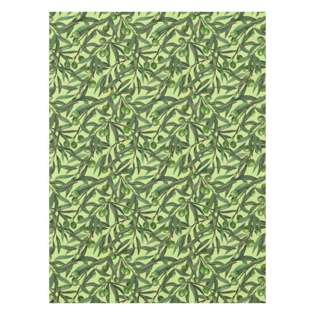 Olive branches on honeydew green tablecloth (Front)