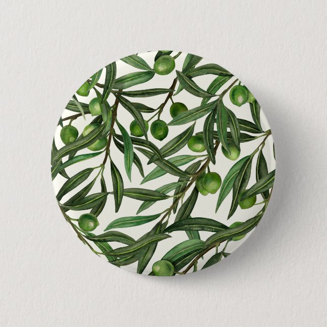 Olive branches on off white button (Front)