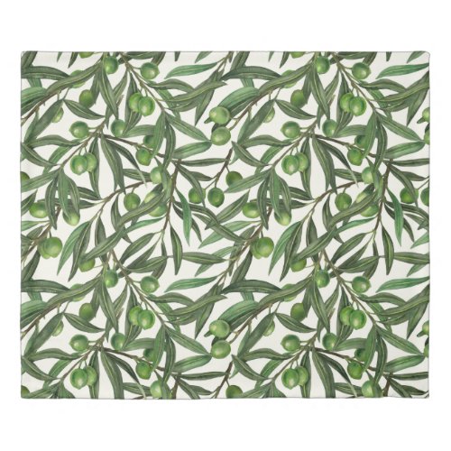 Olive branches on off white duvet cover