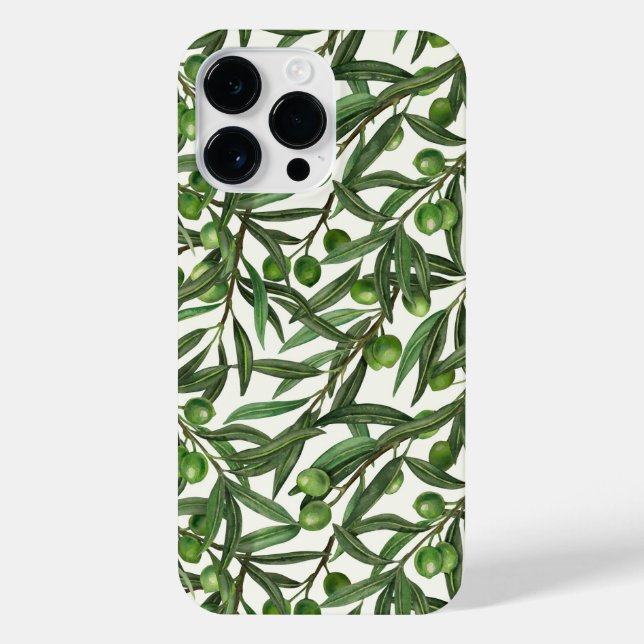 Olive branches on off white iPhone case (Back)