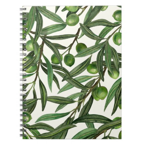 Olive branches on off white notebook