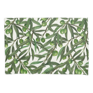 Olive branches on off white pillow case