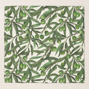 Olive branches on off white scarf