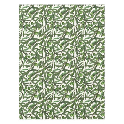 Olive branches on off white tablecloth