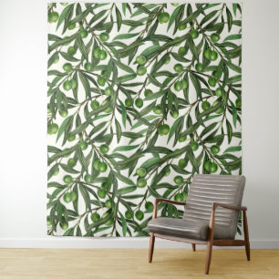 Olive branches on off white tapestry
