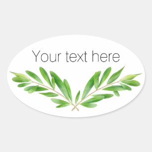 Olive branches oval sticker