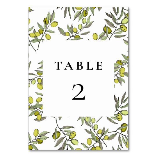 Olive branches pattern wedding table number | Zazzle.com