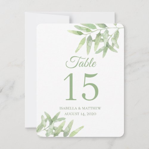 Olive Branches Simple Wedding Table numbers