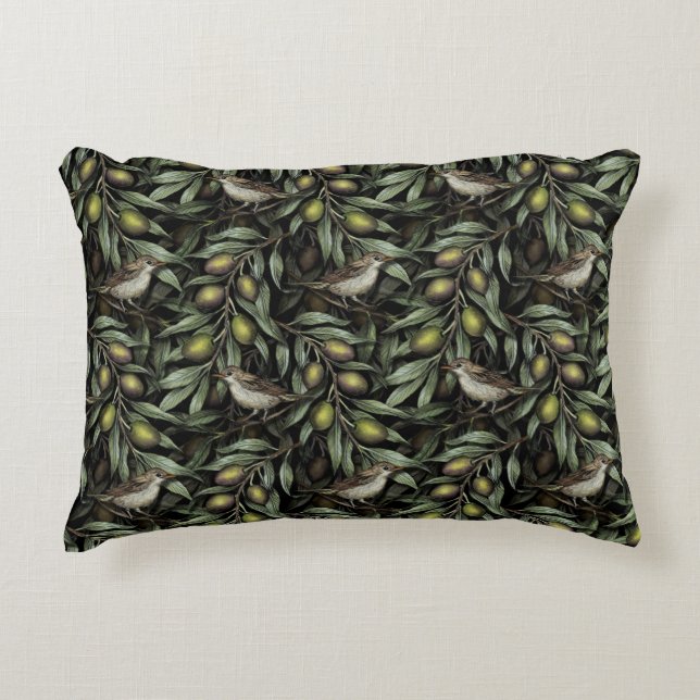 Olive Branches & Warblers Accent Pillow (Front)