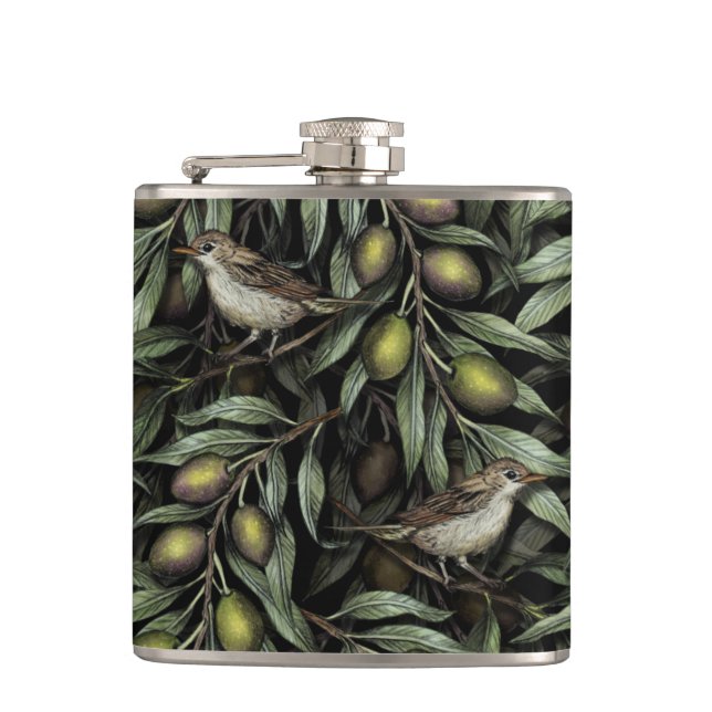 Olive Branches & Warblers Flask (Front)