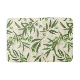 Olive branches watercolor bath mat