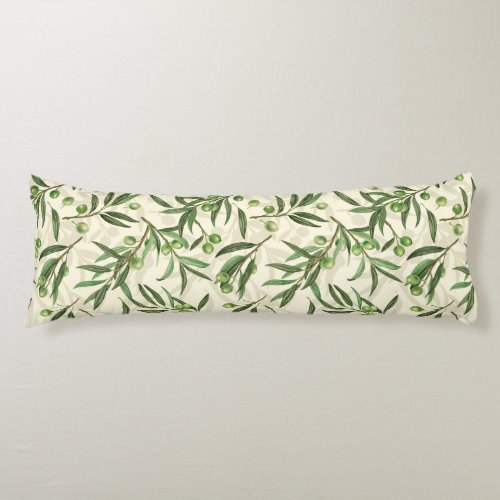 Olive branches watercolor body pillow