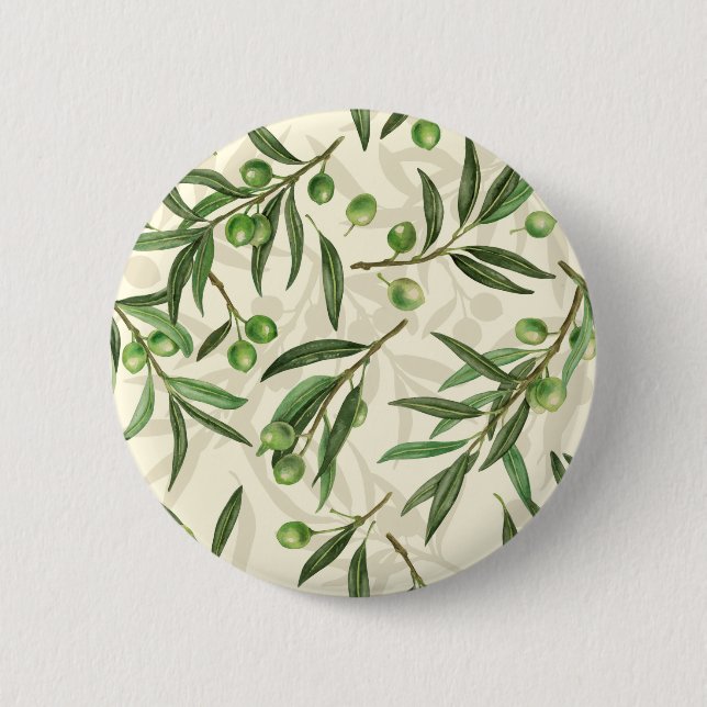 Olive branches watercolor button (Front)