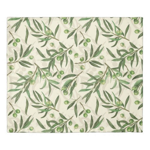Olive branches watercolor duvet cover