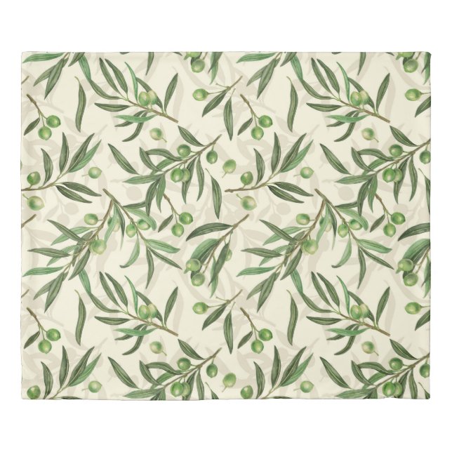 Olive branches watercolor duvet cover (Front)