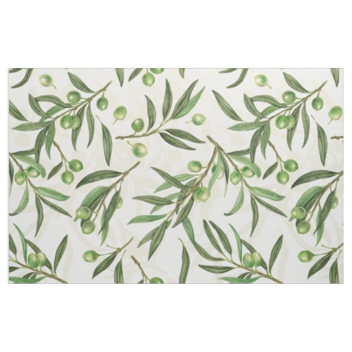 Olive branches watercolor fabric