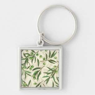 Olive branches watercolor keychain