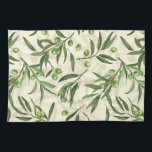 Olive branches watercolor kitchen towel<br><div class="desc">Olive branches painted with watercolors,  seamless pattern design</div>