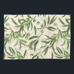 Olive branches watercolor kitchen towel<br><div class="desc">Olive branches painted with watercolors,  seamless pattern design</div>